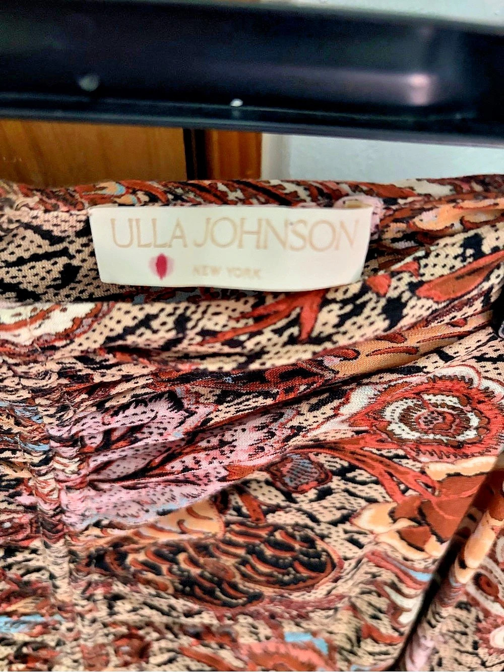 Ulla Johnson Paola Jersey Skirt Paisley Cotton Maxi Brown & Pink Size 4 - Picture 4 of 7